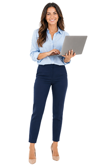 Small-business owner holding a laptop