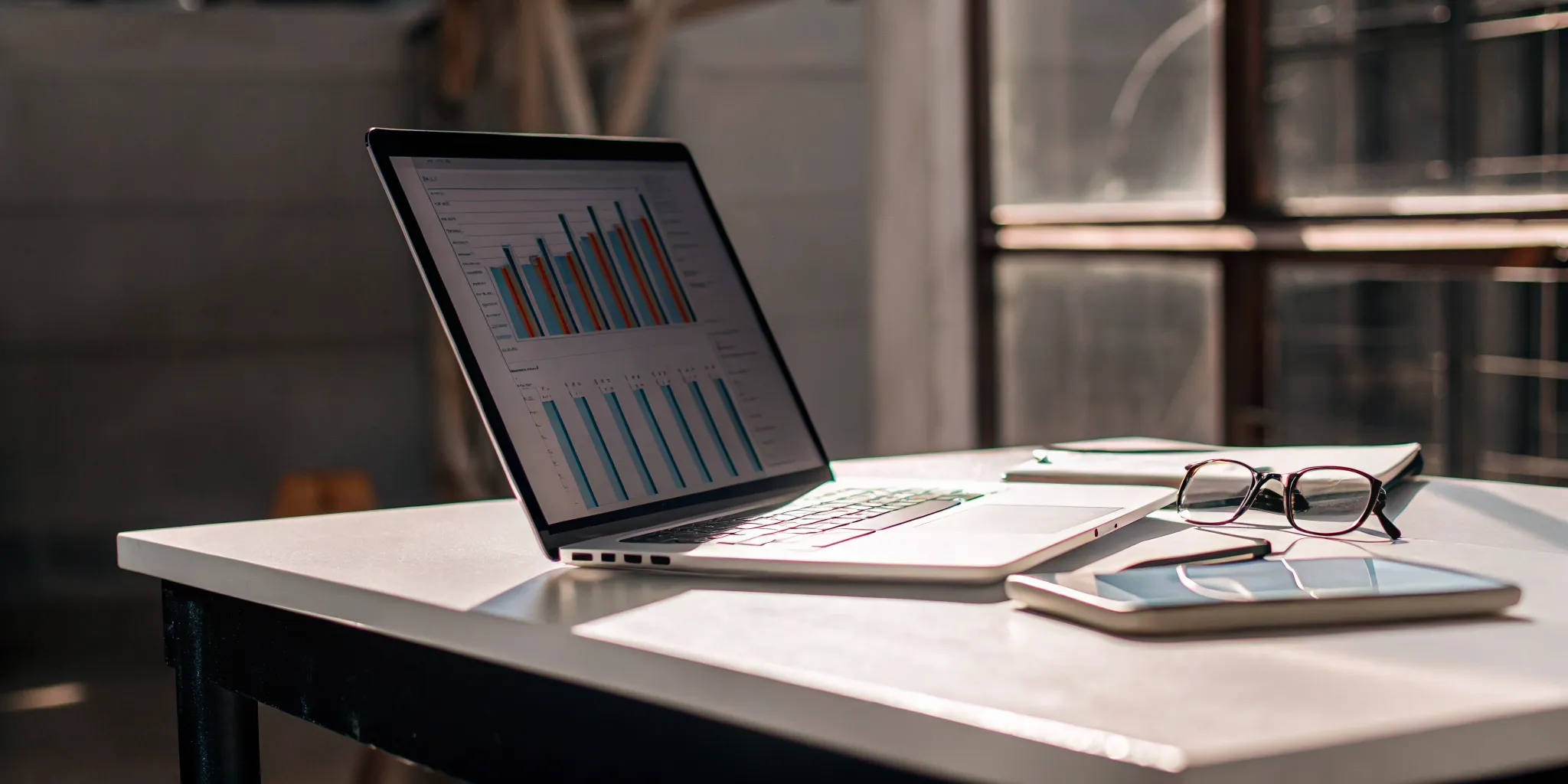 Laptop screen with financial charts showing the data analysis from outsourced accounting services.