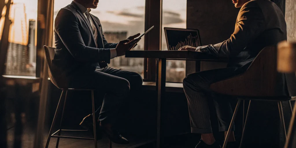 A business owner receiving strategic advice from the fractional CFO they decided to hire.