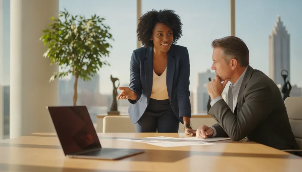 Business owner meeting with a tax consultant about growth planning